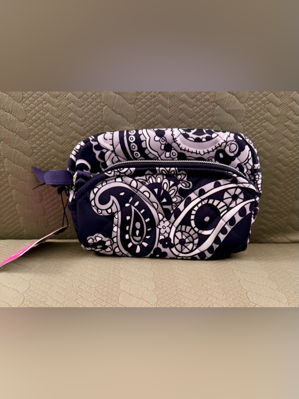 Vera Bradley Iconic Mini Cosmetic Case Deep Night Paisley Neutral NWT